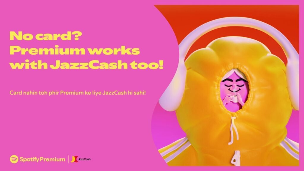 Premium work with Jazz Cash, Spotify premium Pakistan is now available with Jazz Cash payment.